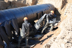Работы по капитальному ремонту изоляционного покрытия на магистральном газопроводе "Макат — Северный Кавказ".